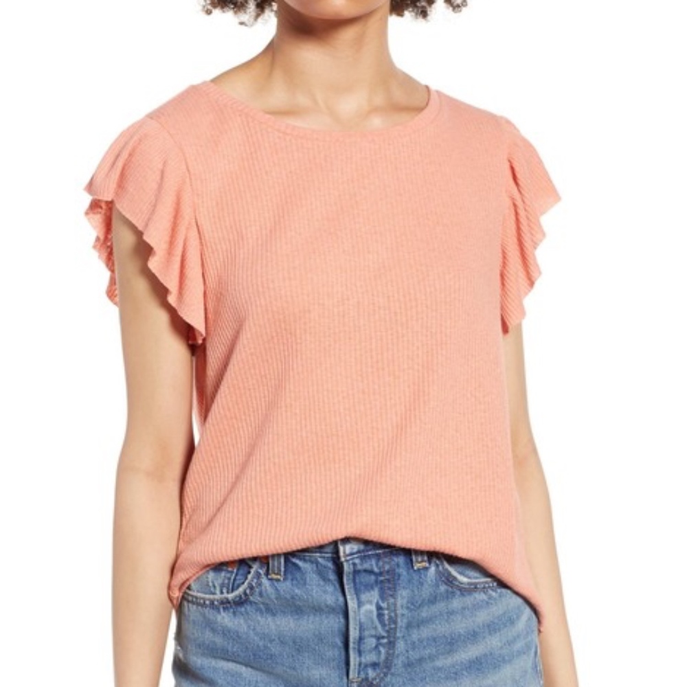 BP Ruffle Tee Coral Blush Sz M (8-10)